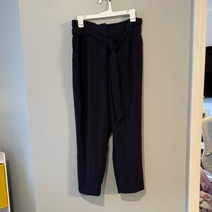 Express Dark Blue Tie-Waist Cropped Pants